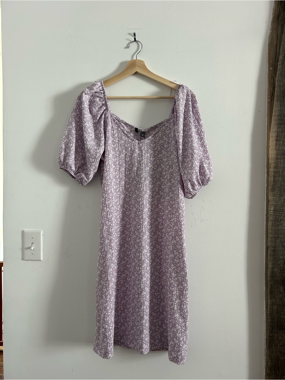 Vero Moda Lavender Floral Puff-Sleeve Midi Dress